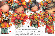 38 Whimsical Girl and Flower Spring, an Illustration by Designking (Thumbnail 1 of 5)