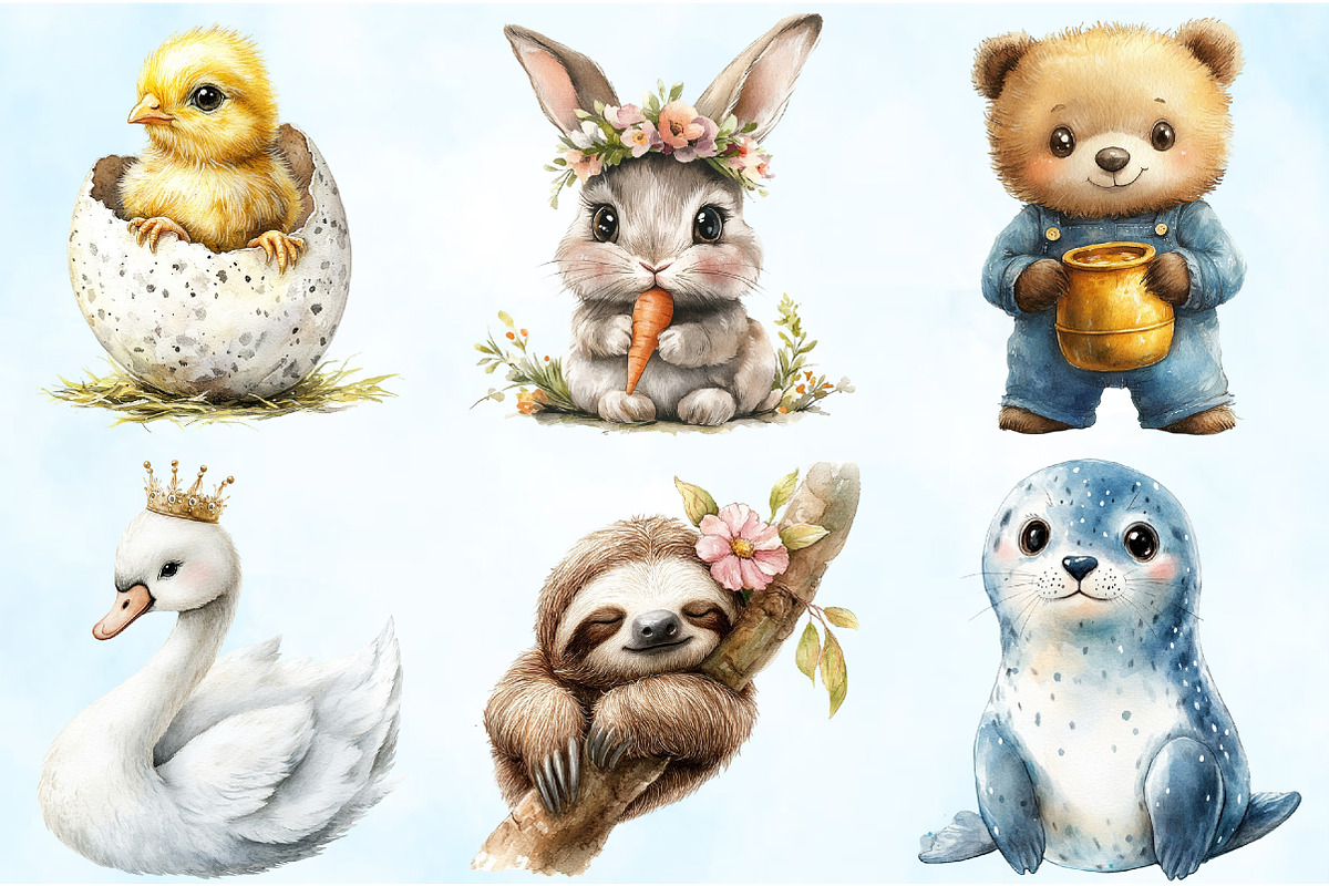 Cute Baby Animals PNG, an Illustration by Craft Nest (Photo 3 of 5)