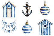 Watercolor Coastal Clipart, a Seasonal Illustration by CitraGraphics (Thumbnail 4 of 6)