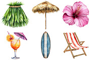 Watercolor Hawaii Clipart, a Seasonal Illustration by CitraGraphics (Thumbnail 3 of 6)