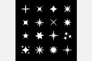 Stars Sparkles sign symbol set Black