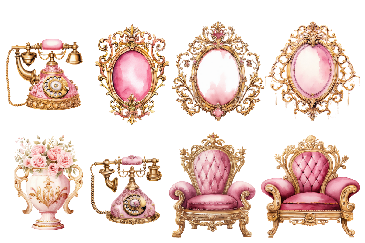 Pink & Gold Royal Victorian Clipart, an Object Illustration by Digital Xpress (Photo 4 of 10)