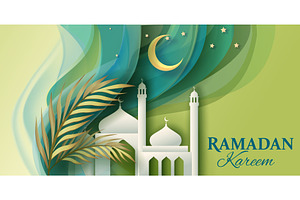 Ramadan Kareem Poster with Mosque, a Seasonal Illustration by Valenty