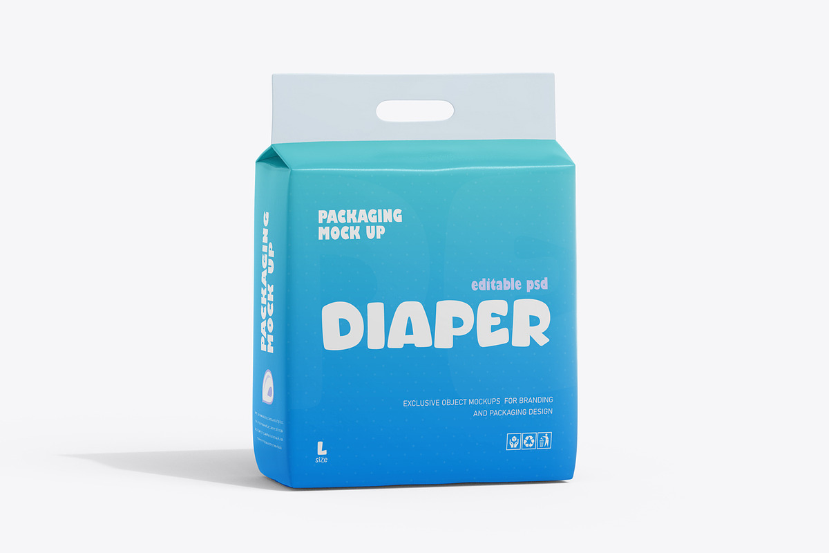 Diaper Packaging PSD Mockup, a Packaging Mockup by Ram Studio LLC (Photo 5 of 8)