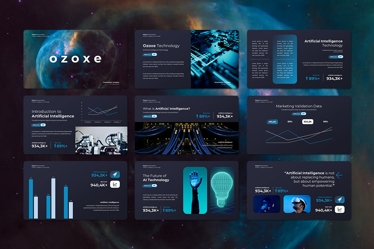 Ozoxe - Ai Technology PowerPoint, a Presentation Template by Iqsiart Studio (Photo 2 of 3)