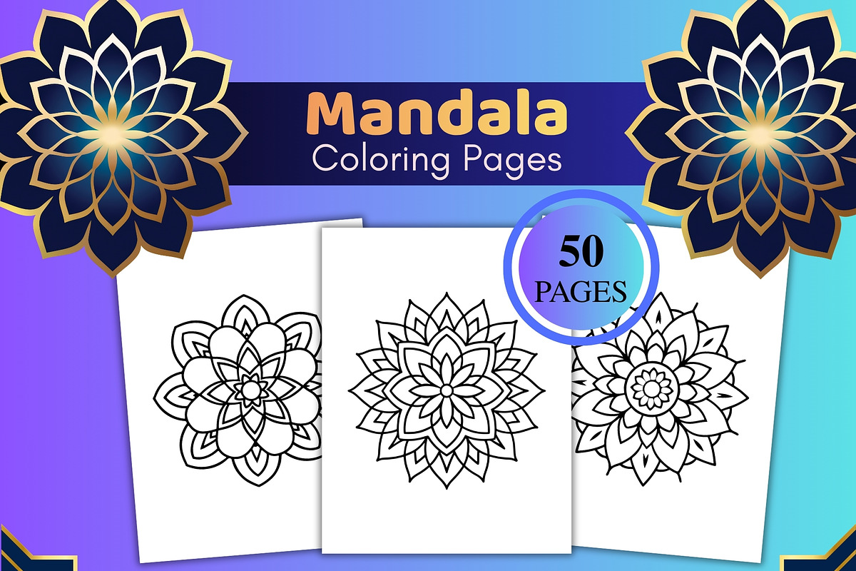 50 Simple Mandala Coloring Pages, an Object Illustration by SimoDigitalArt (Photo 1 of 5)