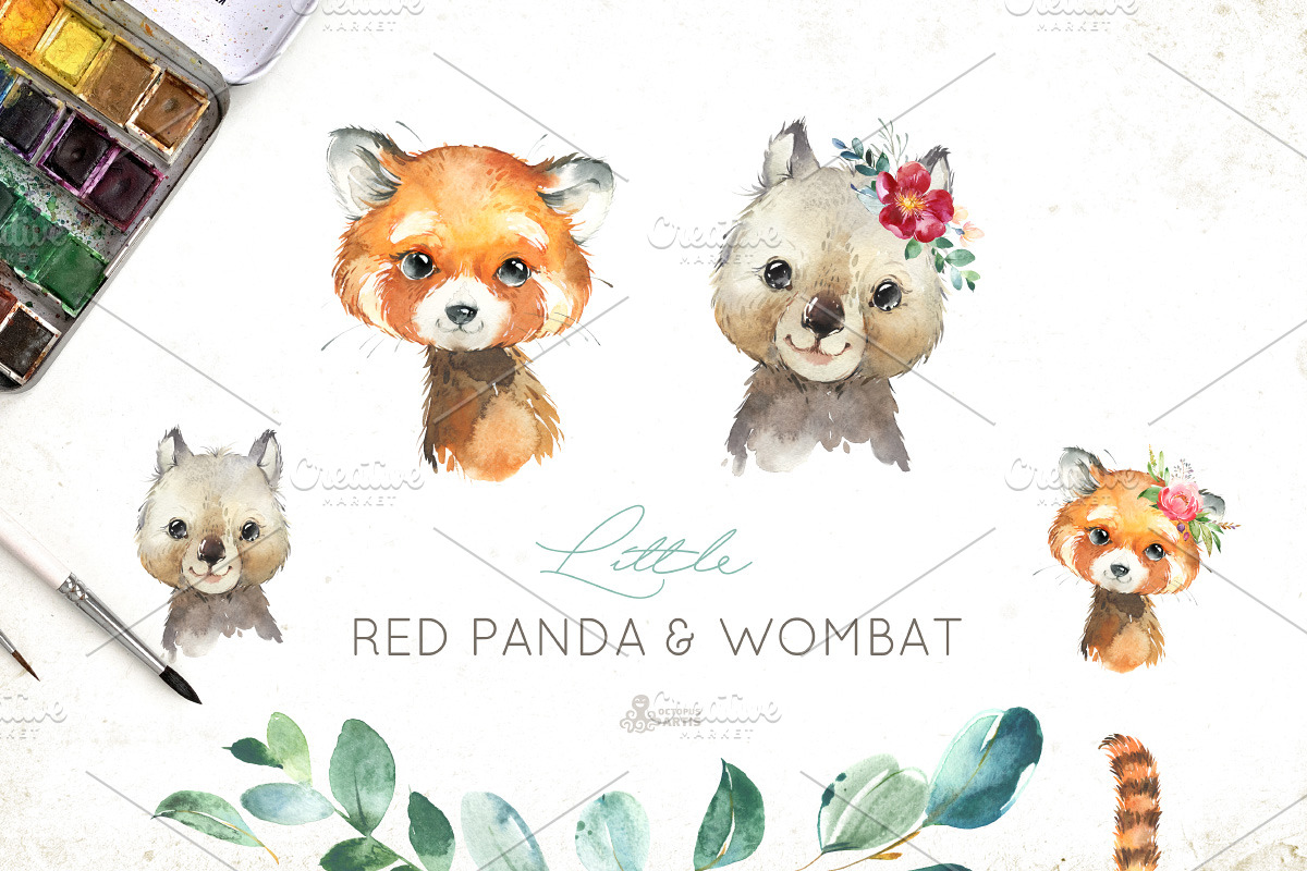 Cute Little Watercolor Animals, an Animal Illustration by OctopusArtis (Photo 4 of 9)