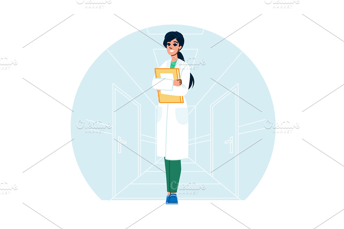 Smiling doctor holding medical, a Healthcare Illustration by pikepicture