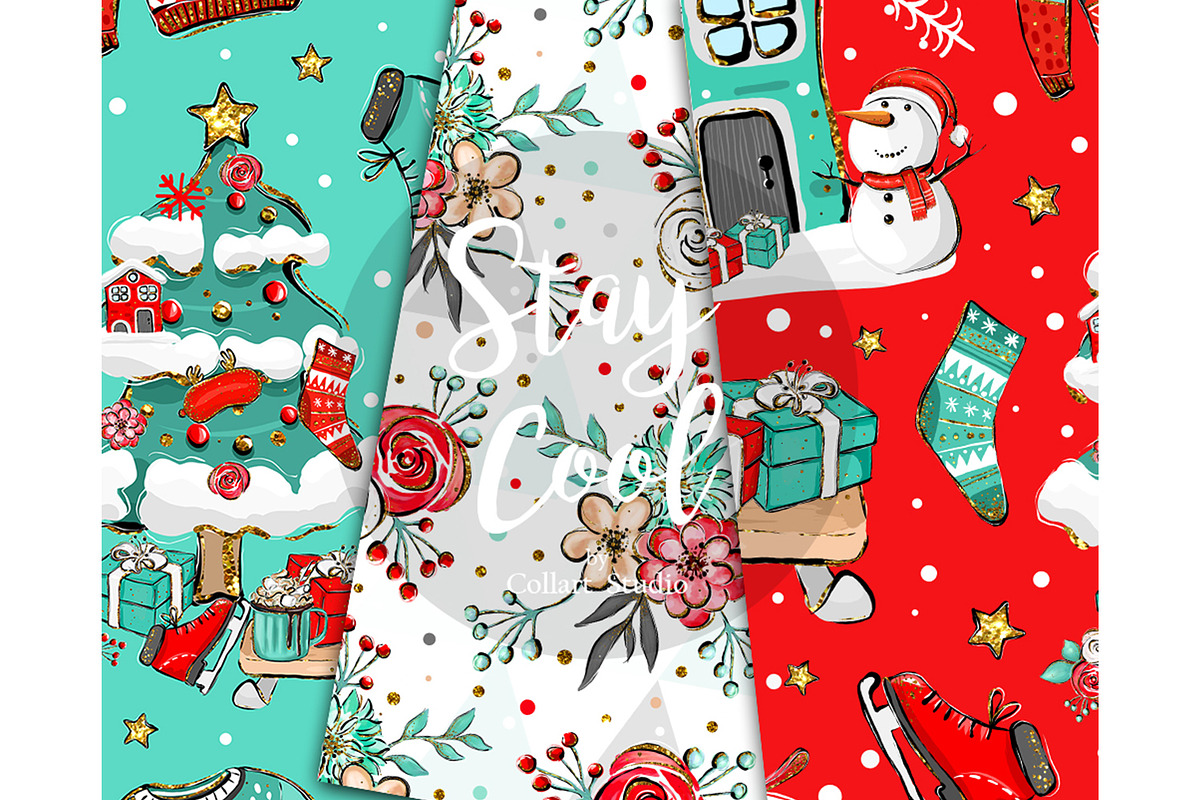 Winter digital paper, Christmas, a Pattern Graphic by Collart Studio (Photo 7 of 9)