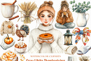 Cozy White Thanksgiving Clipart, an Illustration by Craft Nest