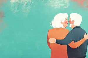 Elderly couple in warm embrace, a Photo by Beautiful things