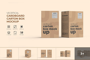 Vertical Cardboard Carton Box Mockup, a Packaging Mockup by Ram Studio LLC