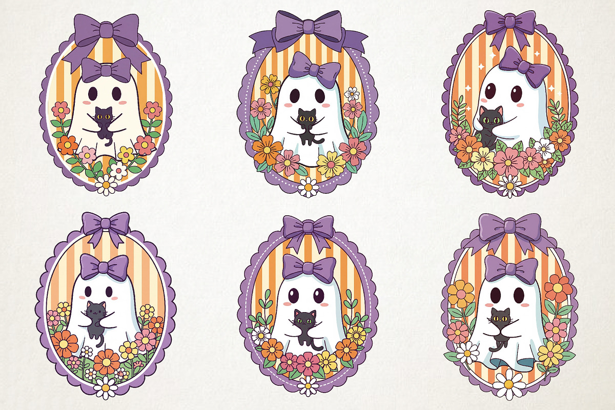 Girly Ghost Cat PNG, Preppy Spooky P, an Illustration by RobertsArt (Photo 4 of 4)