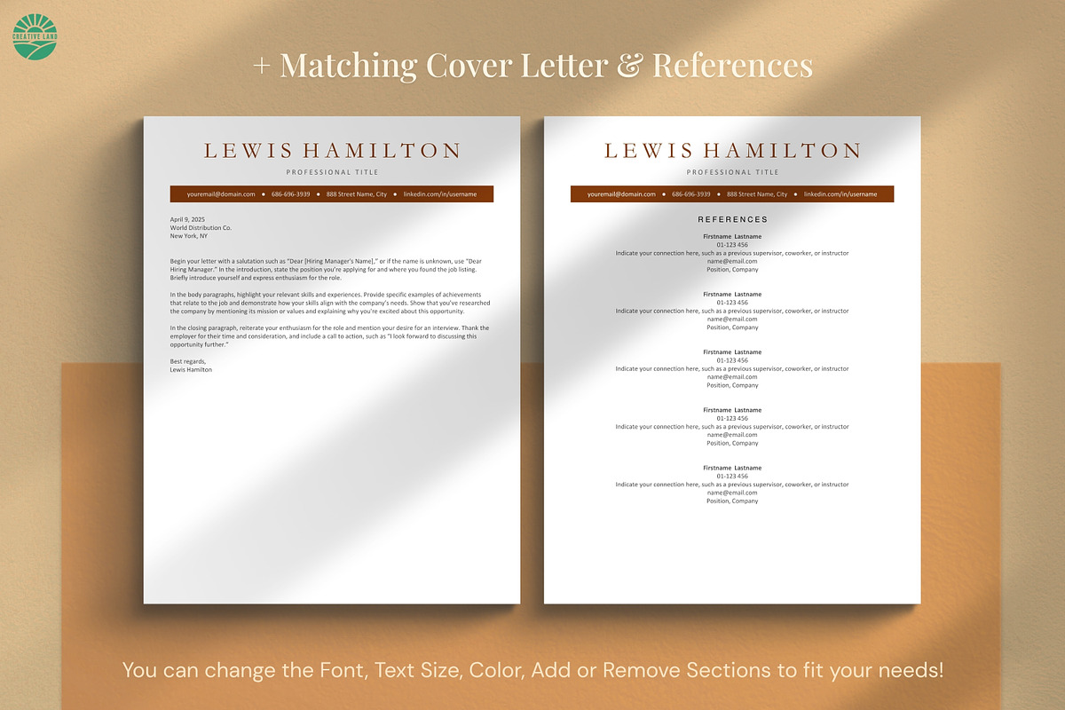 ATS Friendly Resume Template, a Resume Template by CreativeLandStudio (Photo 4 of 10)
