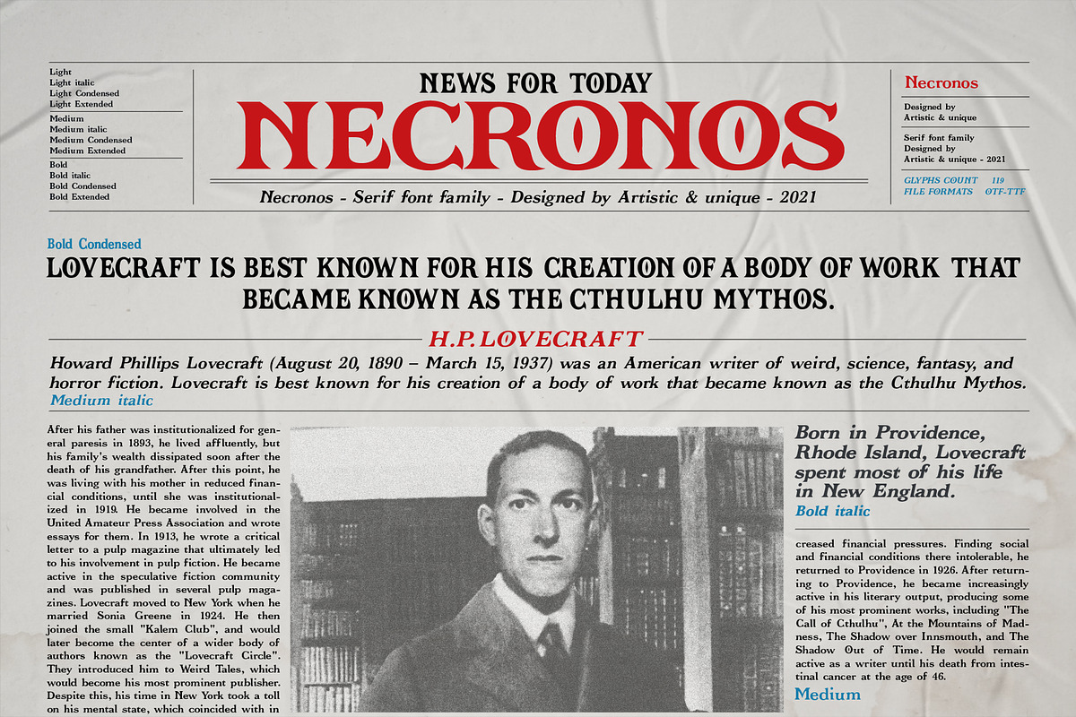 Necronos - Serif font family, a Serif Font by Artistic & Unique (Photo 8 of 15)