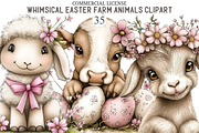 Whimsical Easter Farm Animals Clipar, an Illustration by designcity5 (Thumbnail 1 of 5)