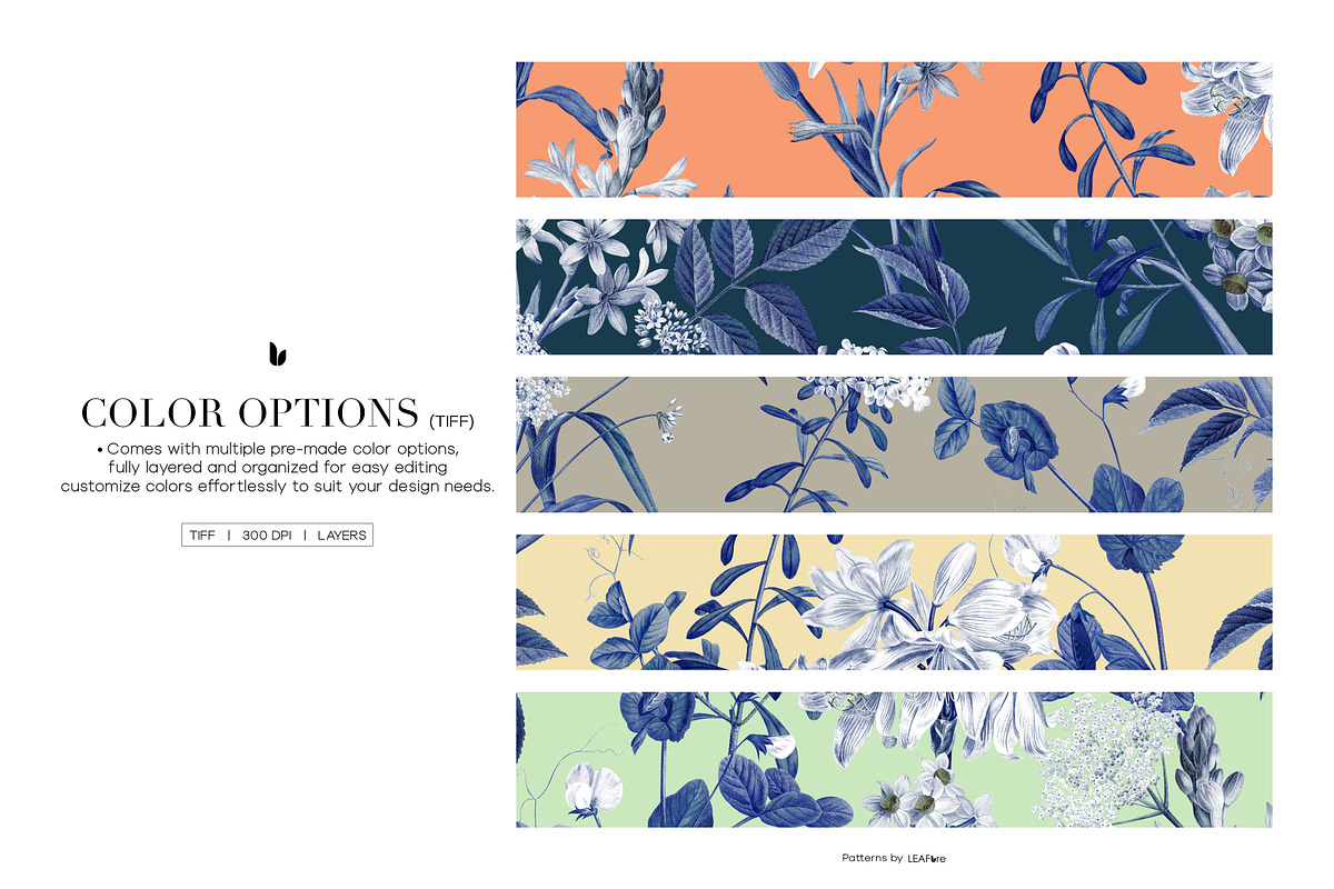Fleur d’Azur Exquisite Floral Prints, a Pattern Graphic by LEAFure (Photo 2 of 10)