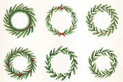Watercolor Evergreen Wreath Clipart, an Illustration by CrexoraLab (Thumbnail 2 of 5)