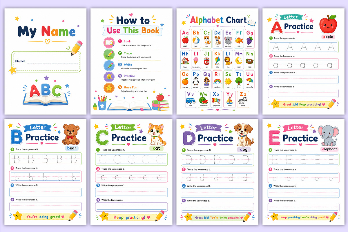 Alphabet Practice Book | Letter, a Stationery Template by Mustafiz (Photo 2 of 4)