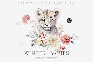 WINTER BABIES Watercolor Animals