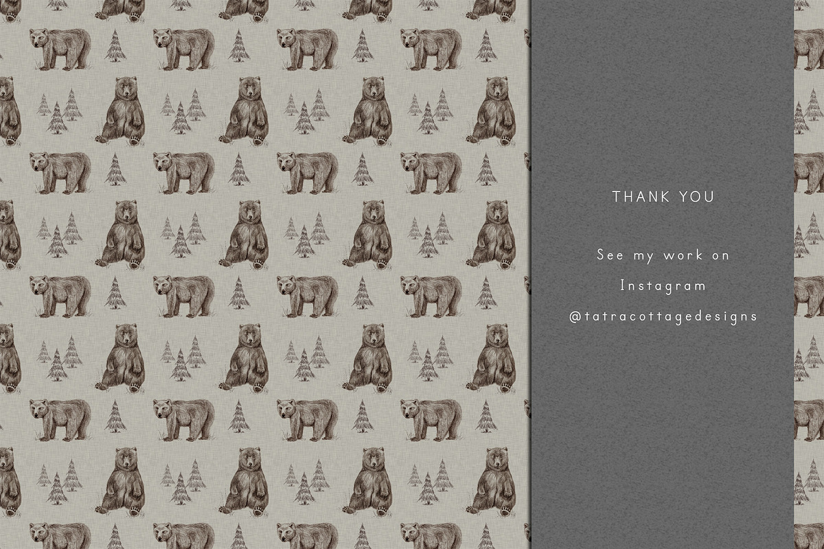 Graphite Bears Seamless Pattern, a Pattern Graphic by Tatra Cottage Designs (Photo 5 of 5)