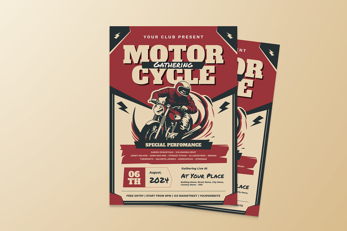 Motorcycle Gathering Flyer, a Flyer Template by MMPixelCraft (Photo 1 of 5)