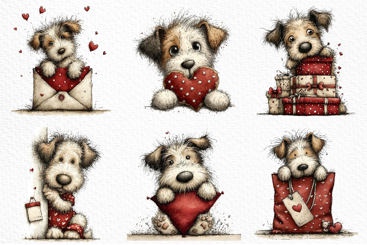 Funny Valentine Peeking Dog Clipart, an Illustration by Craft Nest (Photo 3 of 11)