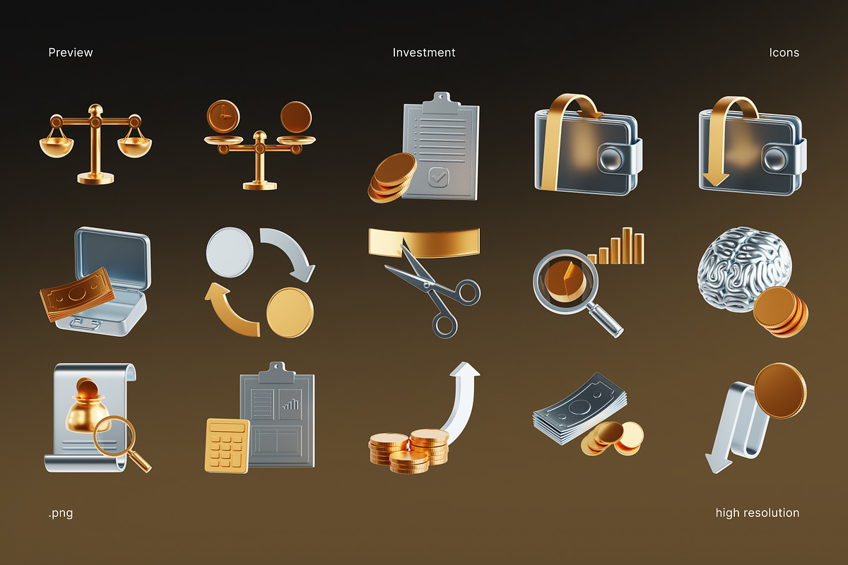 30 Finance & Investment 3D Icon Set, an Object 3D Model by Eklip Studio (Photo 3 of 3)