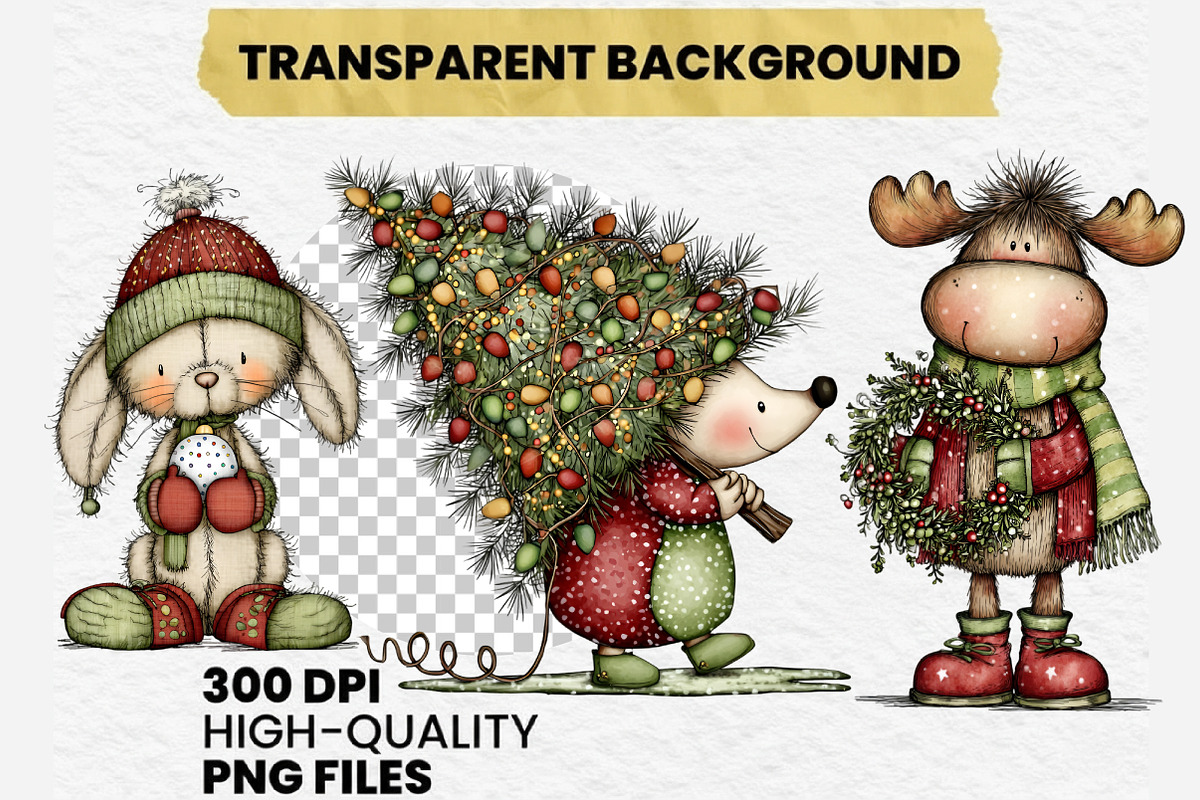 Woodland Christmas Animals Clipart, an Illustration by Dream Creation (Photo 7 of 7)