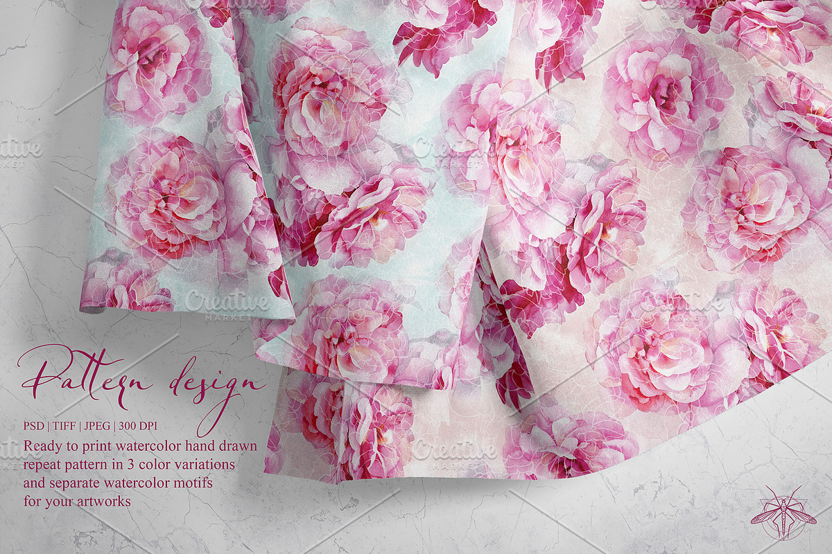 Sherbet | Watercolor roses patterns, a Pattern Graphic by Tanya Vollar (Photo 10 of 11)