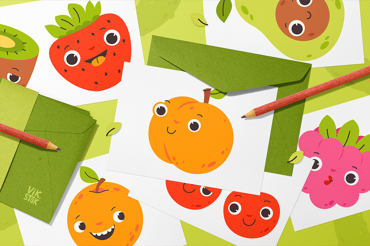 Cute Fruit Clipart Bundle, a Food Illustration by vik.stock (Photo 4 of 4)