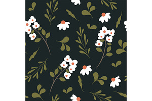 Pattern with blooming flowers, a Pattern Graphic by Elen_Art