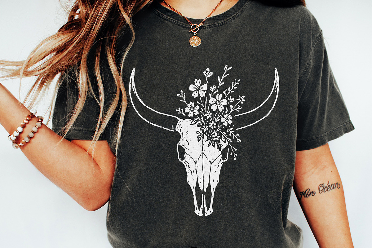 Boho Cow Skull with Wildflowers PNG, an Illustration by SharpMarketplace (Photo 5 of 5)