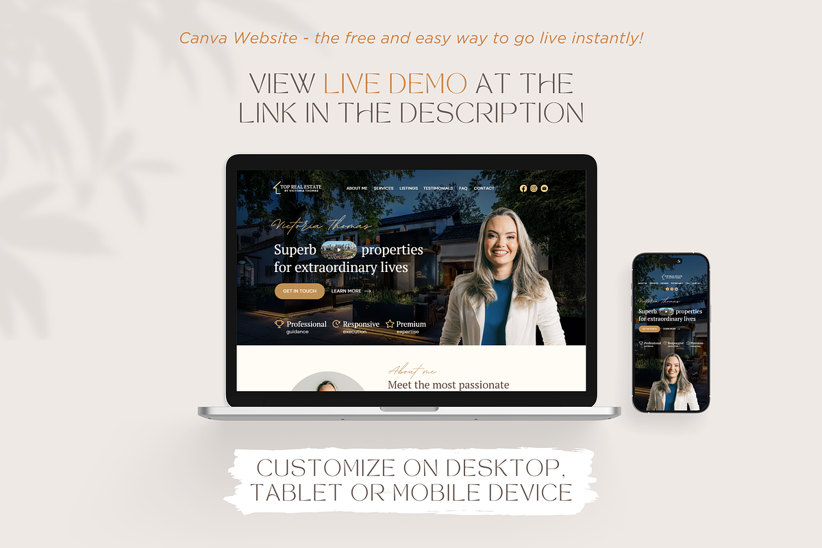 Canva Website Template Real Estate, a Landing Page Template by vectorocean (Photo 2 of 11)