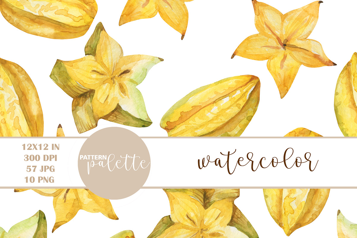 Watercolor Exotic Fruits Patterns, a Pattern Graphic by PatternPalette (Photo 7 of 15)