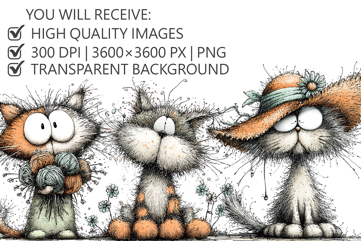 Whimsical Cat Clipart, an Illustration by Pixels.Craft (Photo 2 of 5)