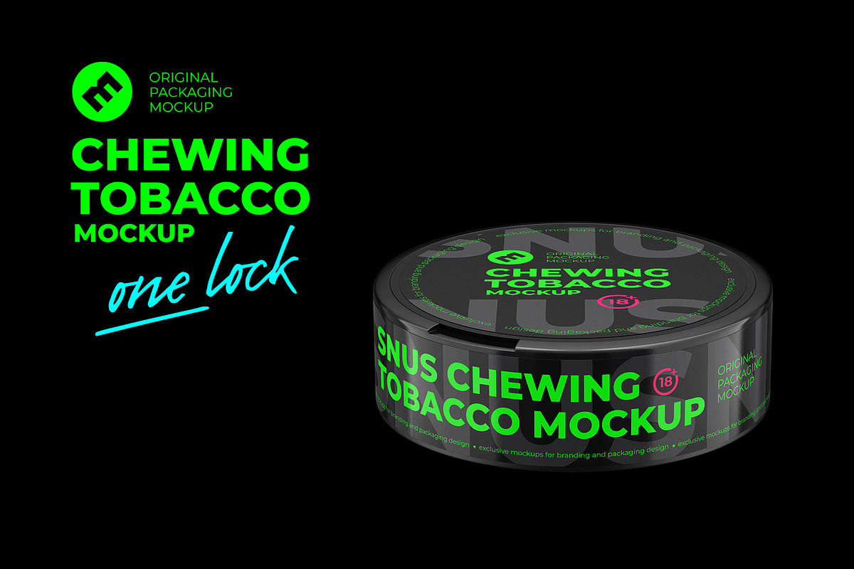 Snus Chewing Tobacco one lock 4 PSD, a Packaging Mockup by easymock 2 (Photo 5 of 15)