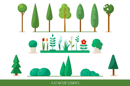 Set of nature elements
