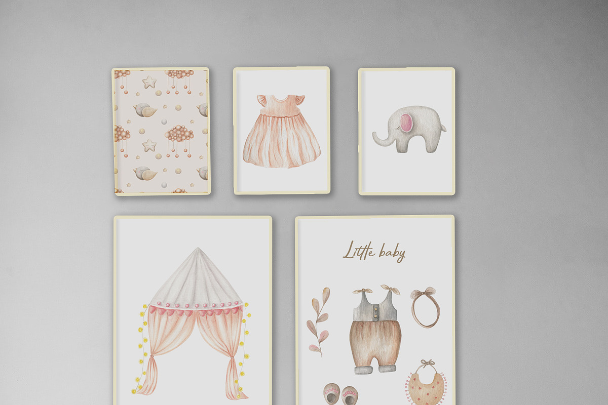 Baby Watercolor Clip Arts, a Decorative Illustration by ViolettaKh (Photo 3 of 10)