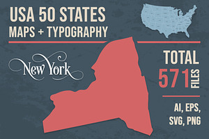 States Maps + Typography of USA, an Object Graphic by ArtFusion