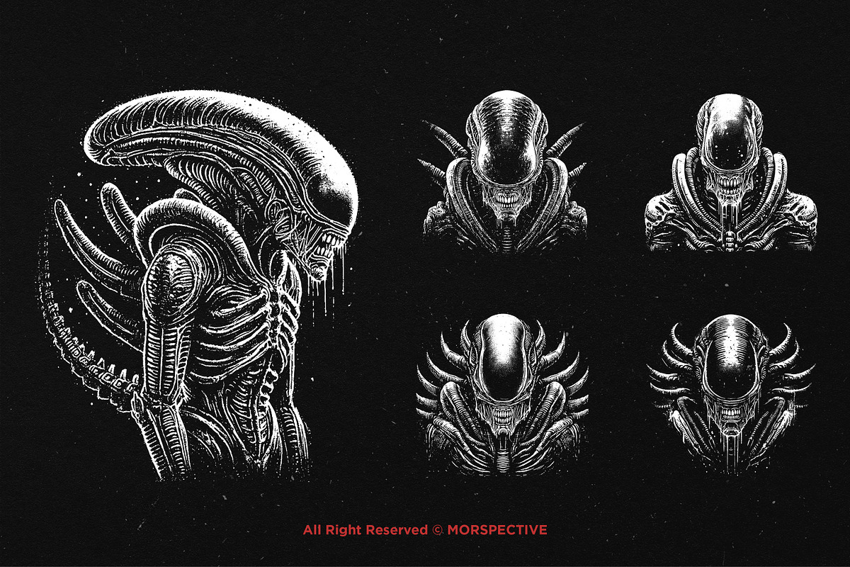 10 Bundle Dark Art Xenomorph Alien, an Illustration by Morspective (Photo 4 of 7)