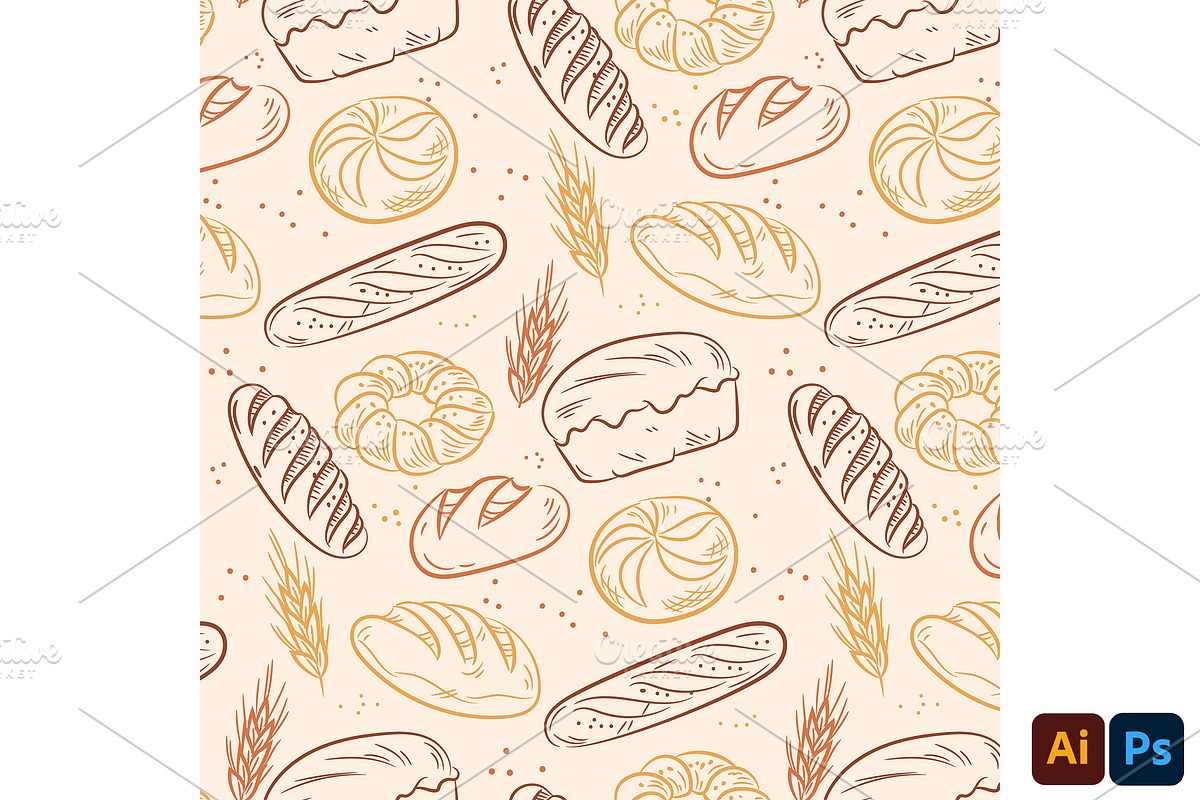 Bakery Hand-drawn Bakery Pattern, a Pattern Graphic by MISS CHATZ