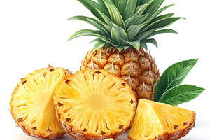 Juicy Pineapple Slices and Whole Fru, a Food & Drink Photo by Pixeness Studio
