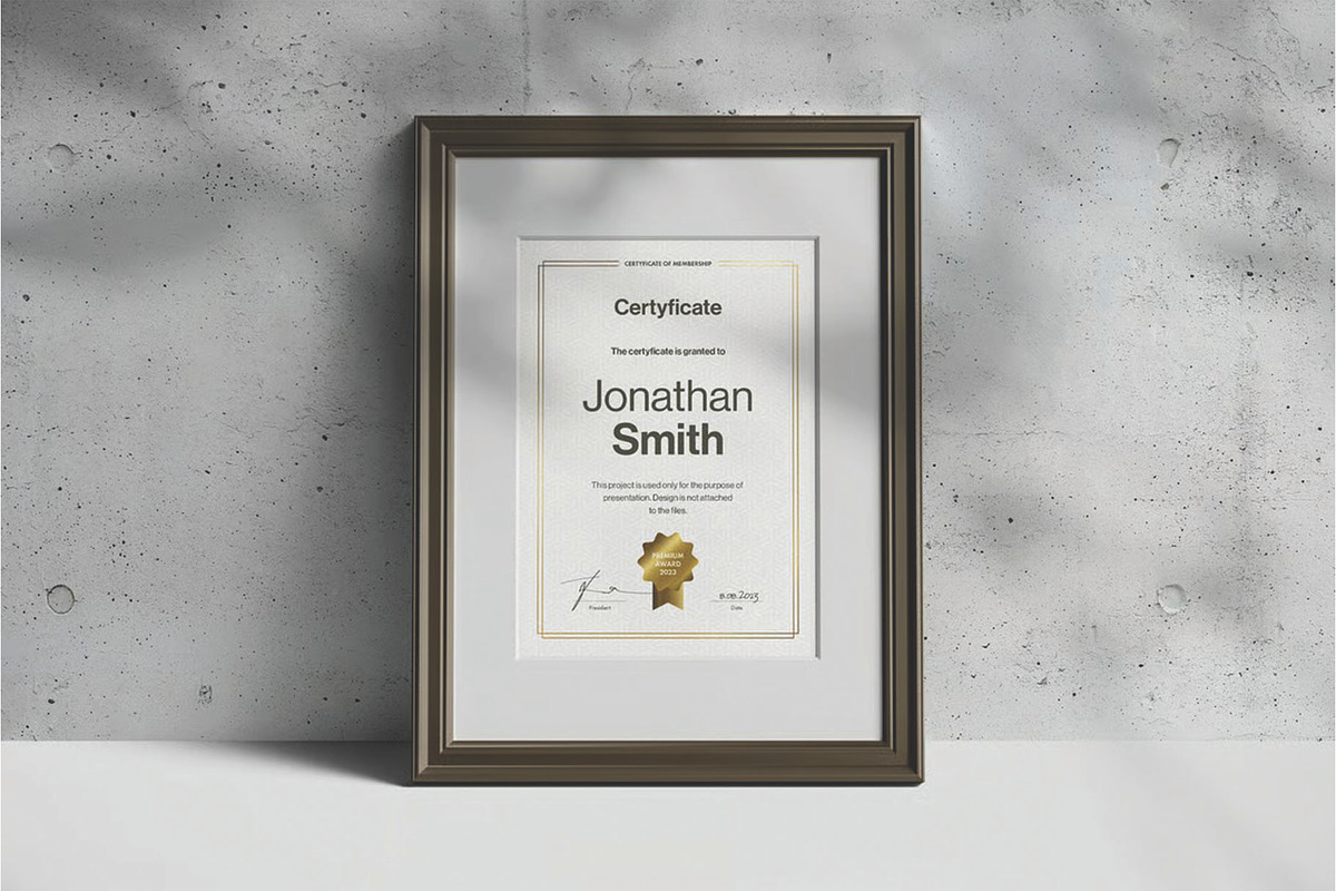 A4 Passe-partout Certificate Mockup, an Advertising Mockup by DesignRushMarket (Photo 2 of 13)