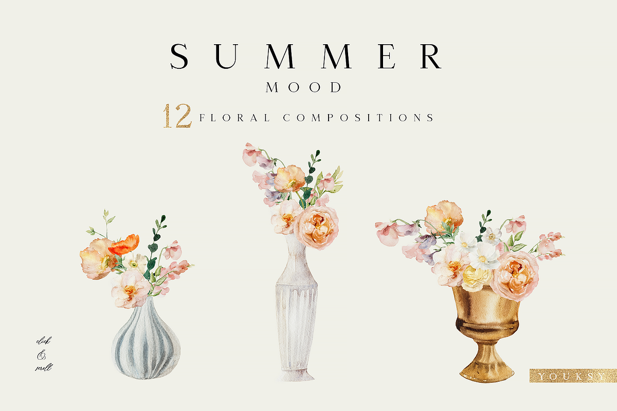 NEW! SUMMER MOOD - watercolor set, a Seasonal Illustration by Youksy (Photo 3 of 14)