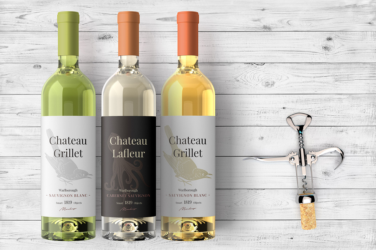Wine Bottle Mockup Kit, a Merchandise Mockup by PSD Market (Photo 3 of 16)