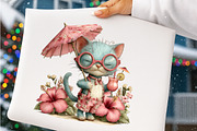 Whimsical Summer Cats Clipart, an Illustration by SinaCreation (Thumbnail 8 of 9)