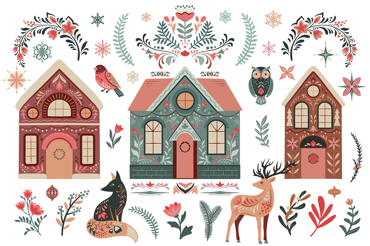 Christmas Folk Vector Collection, a Pattern Graphic by Molly art (Photo 2 of 12)