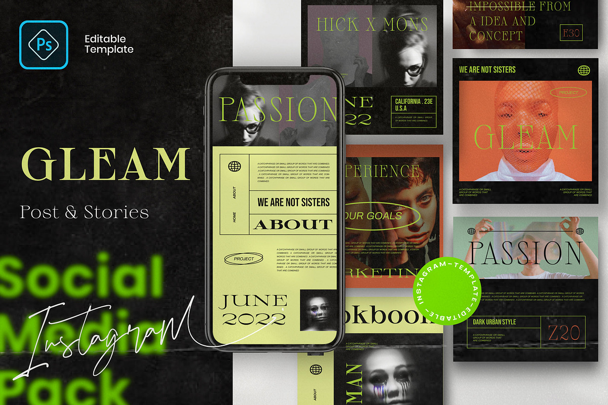 GLEAM - New Hype Brand Social Media, a Social Media Template by Dirtytemp Studio (Photo 5 of 5)