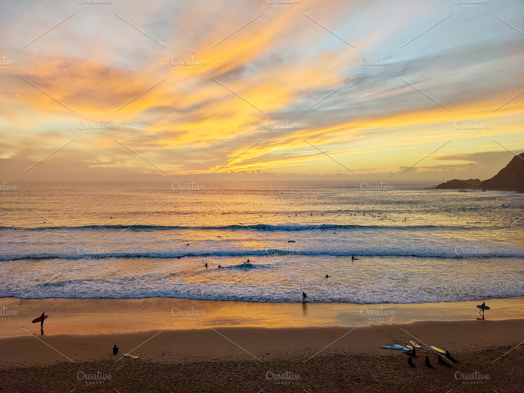 Surfers sunset beach group Portugal, a Person Photo by joyt